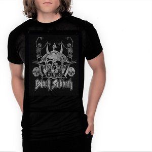Black Sabbath Dancing Skeleton Logo metal rock Official T-Shirt L NWT made UK